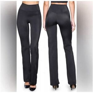 SKIMS Glam Pants Women Small Black Onyx Boot Cut Flare Side Zip Slimming Legging